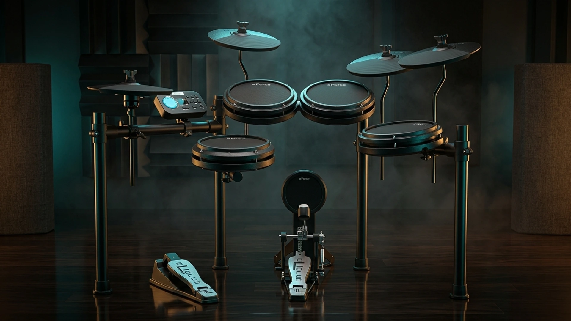 Drummer biểu diễn trên bộ trống E-Force F50 Stomp Flagship